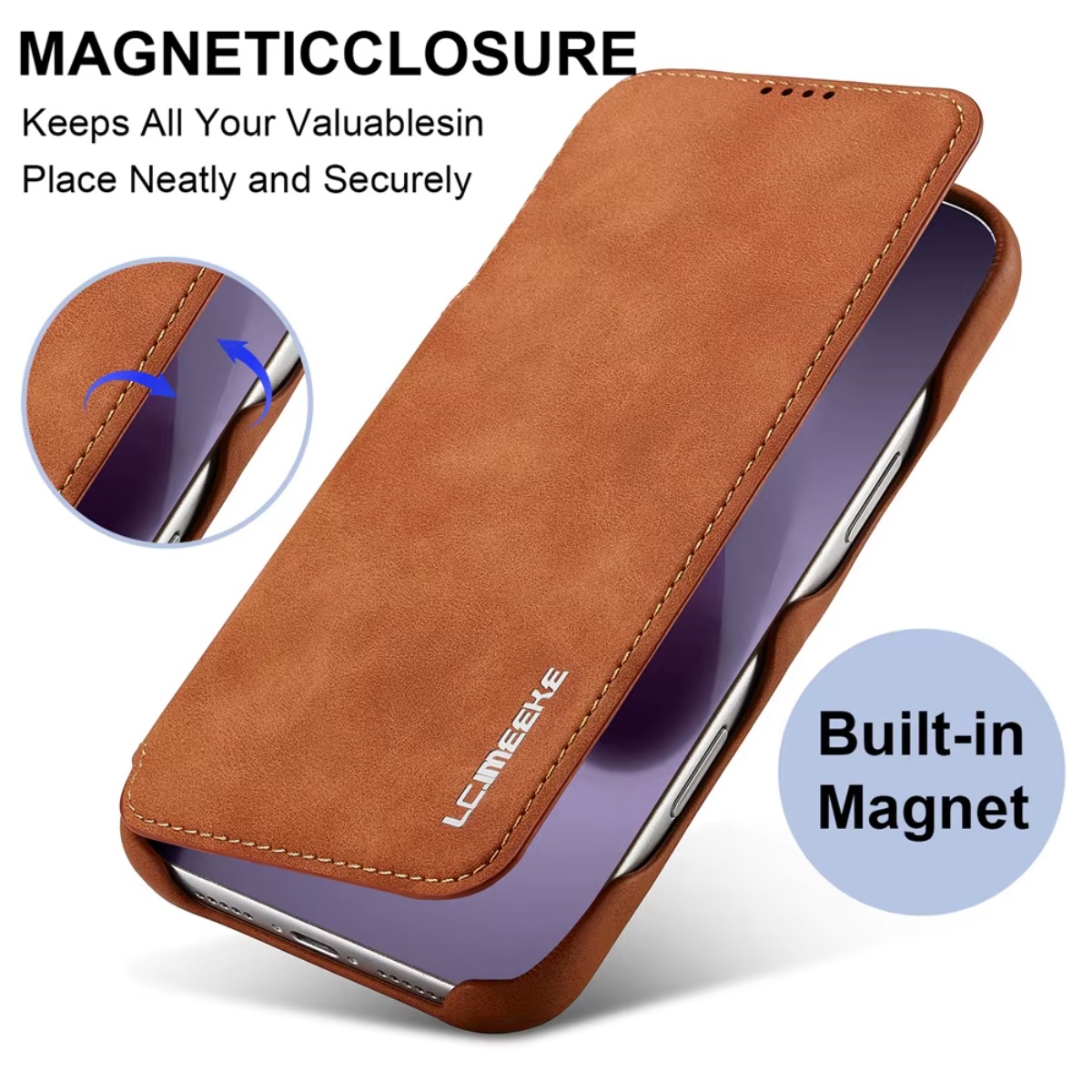 Phone Cases That Hold Cards - Funda de cuero con tapa magnética