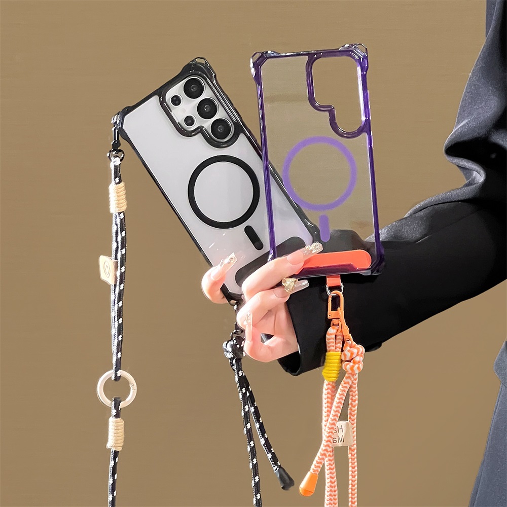 Phone Cases Quality - Funda Magnética Transparente con Correa Cruzada